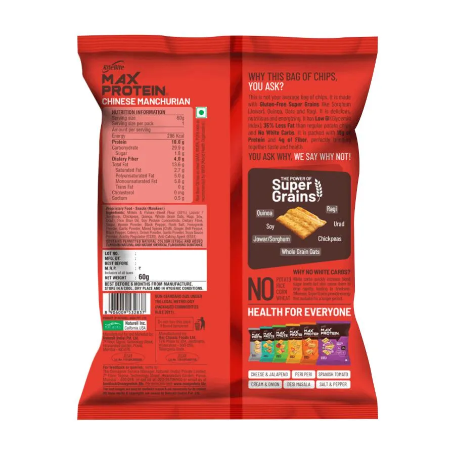 RiteBite Max Protein Chips Chinese Manchurian, 60 g